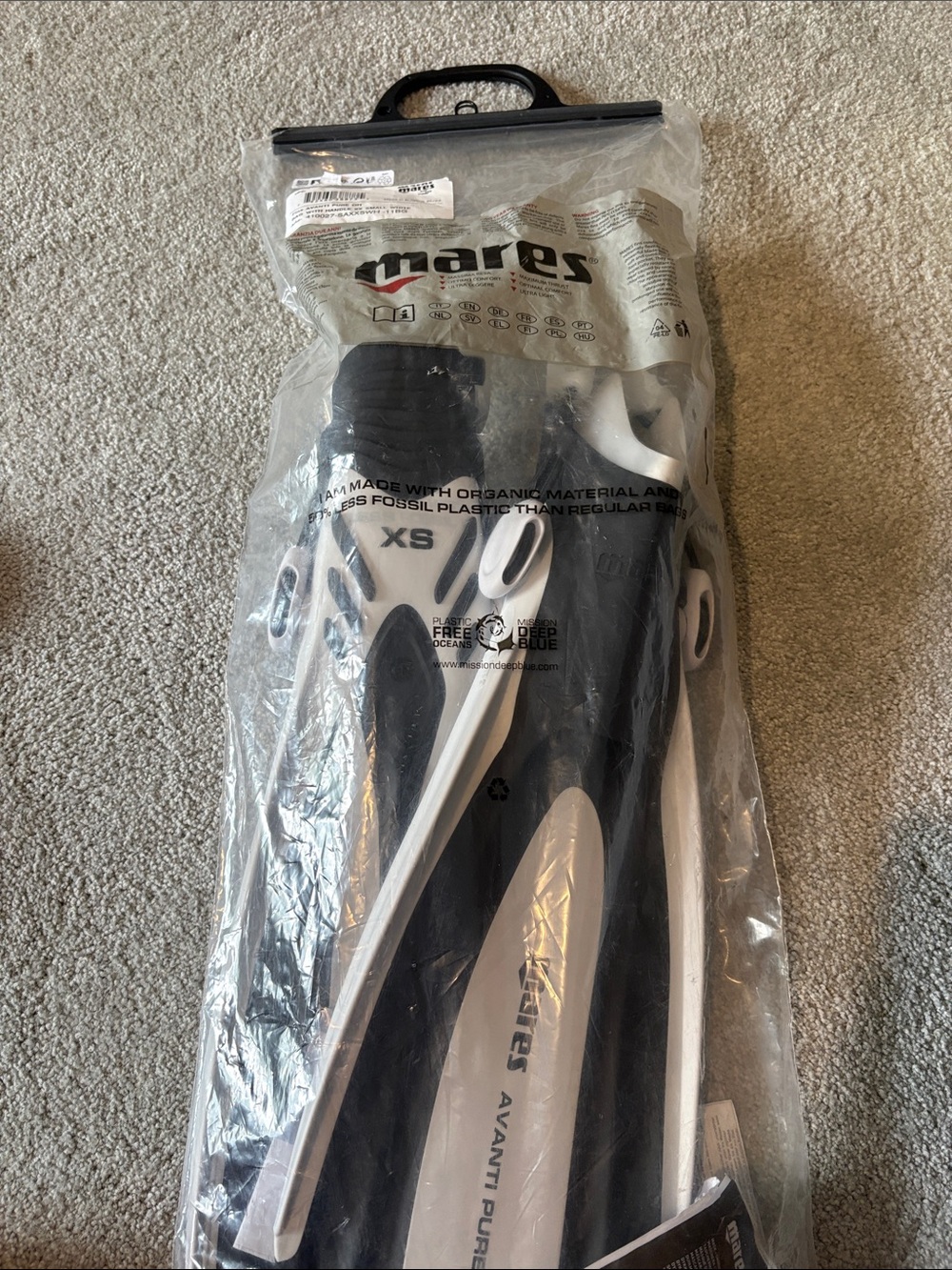 Mares Kids Black and White Swim Fins - XS